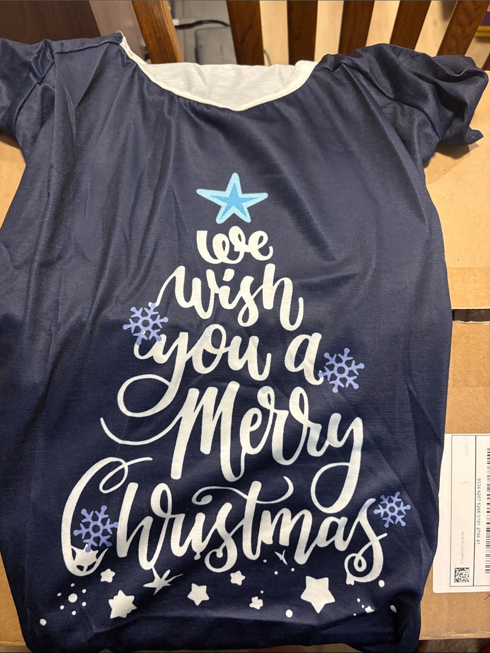 Kids Navy "We Wish You a Merry Christmas" Holiday Top